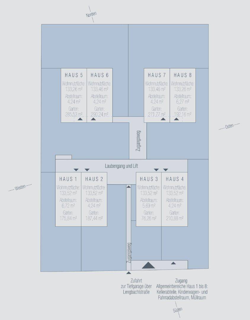 Lageplan Haus 1 bis 8