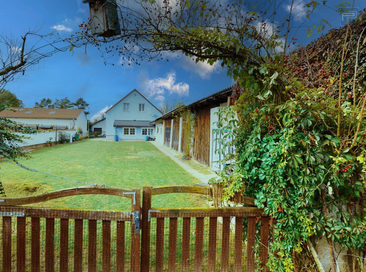 Blick vom Obstgarten zum Haus