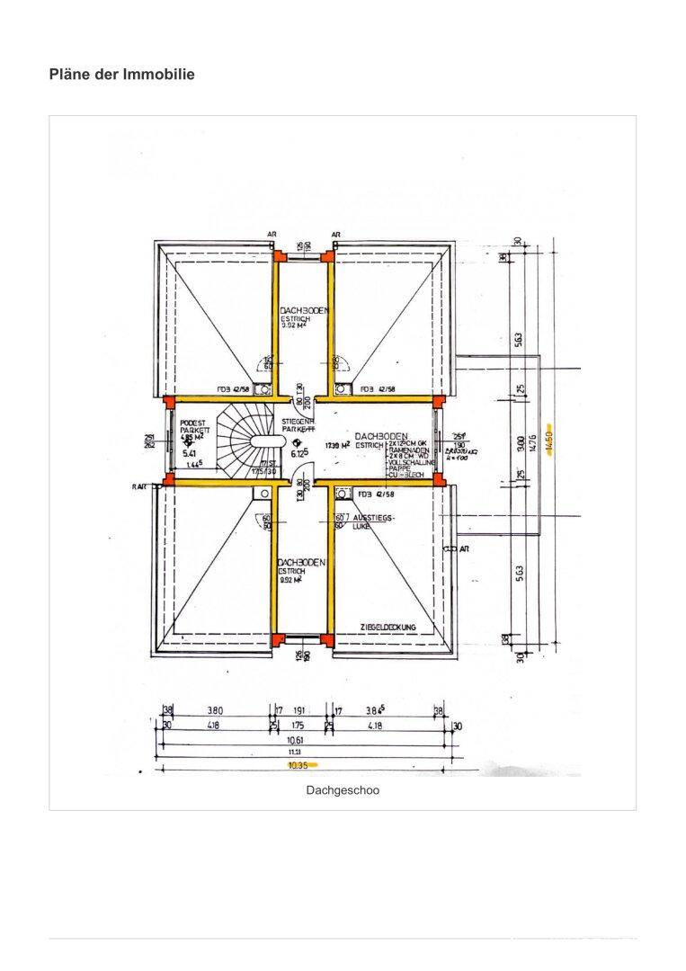 Grundriss des Dachgeschosses mit Stauraum und Dachschrägen.