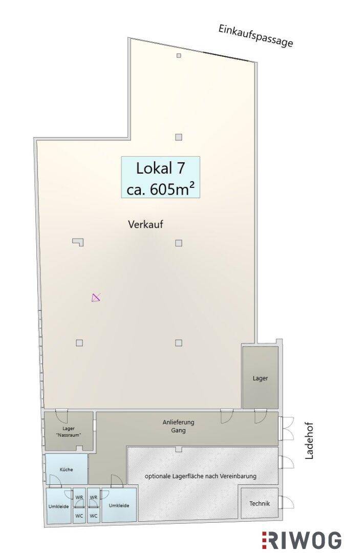 Geschäftslokal mit ca. 605m² in Einkaufspassage! Zentrumslage &amp; gratis Kundenparkplätze! - Ansicht 6