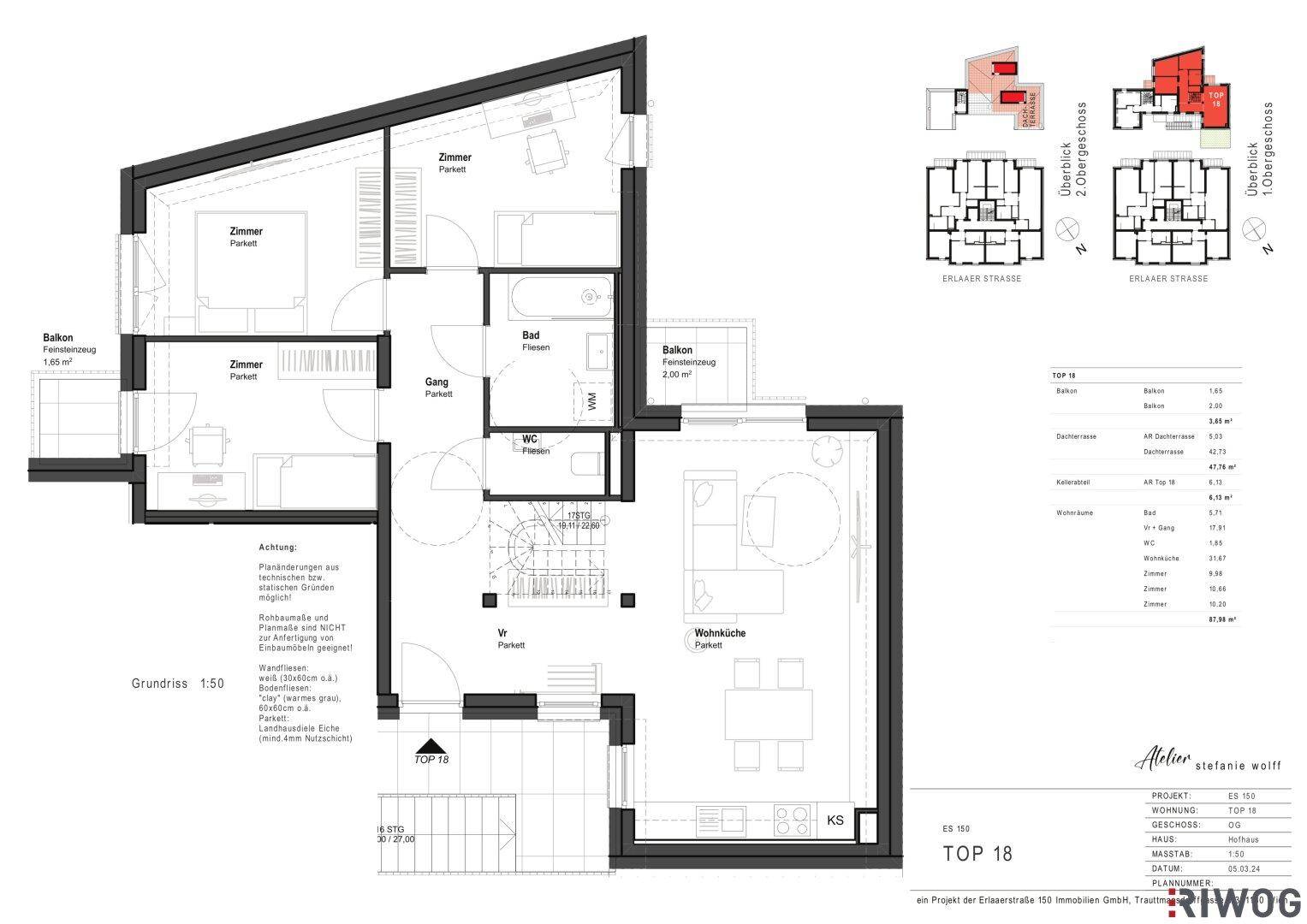 Detaillierter Grundriss einer Wohnung mit Übersicht der Gebäudestruktur und weiteren Informationen.