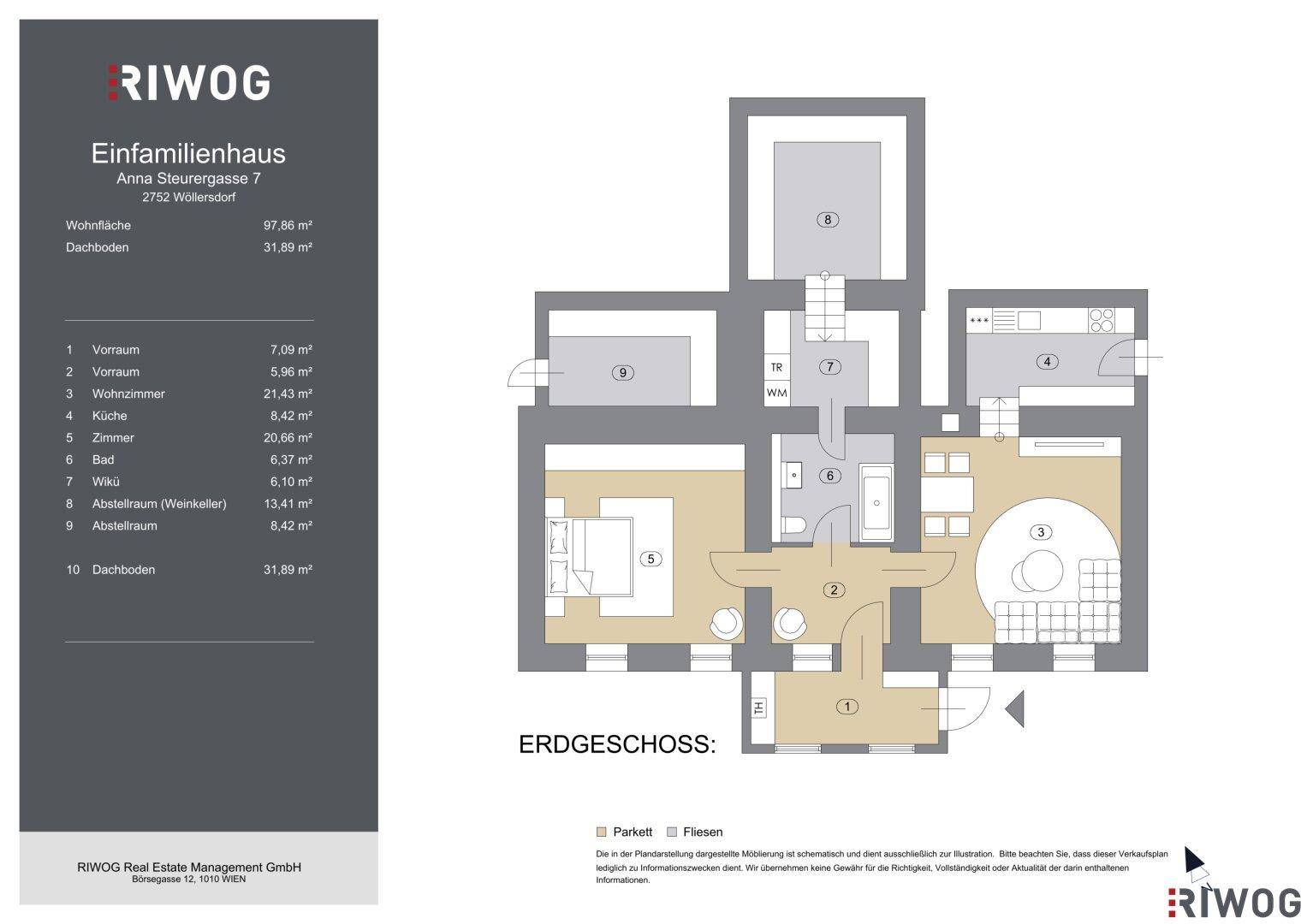 Grundriss des Dachgeschosses, der den Dachbodenbereich und die Dachschrägen zeigt.