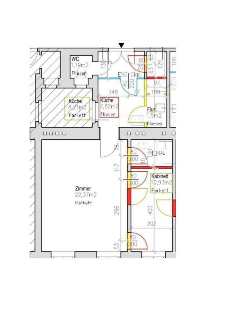 Detaillierter Grundriss der Wohnung mit Raumaufteilung und Flächenangaben.