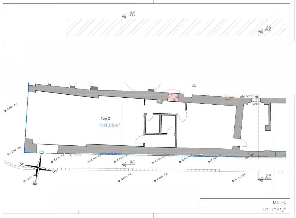 Grundriss des Erdgeschosses mit einer Fläche von 131,58 m² und einem offenen, länglichen Layout.