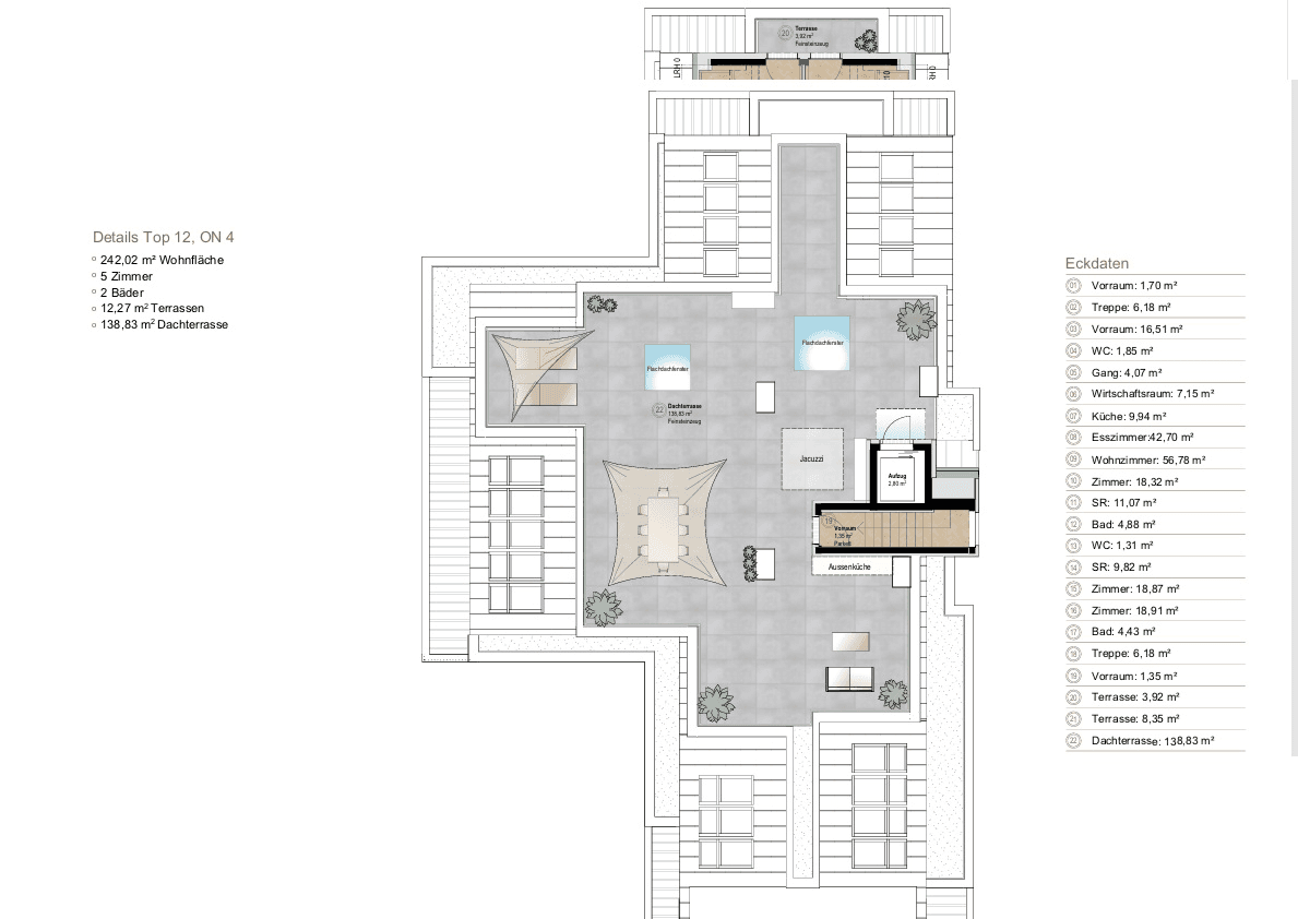 Exklusives Penthouse mit Villencharakter – Dachgeschoss mit Lift bis auf die private Dachterrasse - Ansicht 2