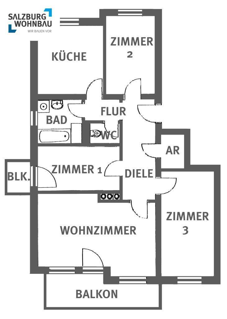 Wohnungsplan 334 Top 3 1.OG