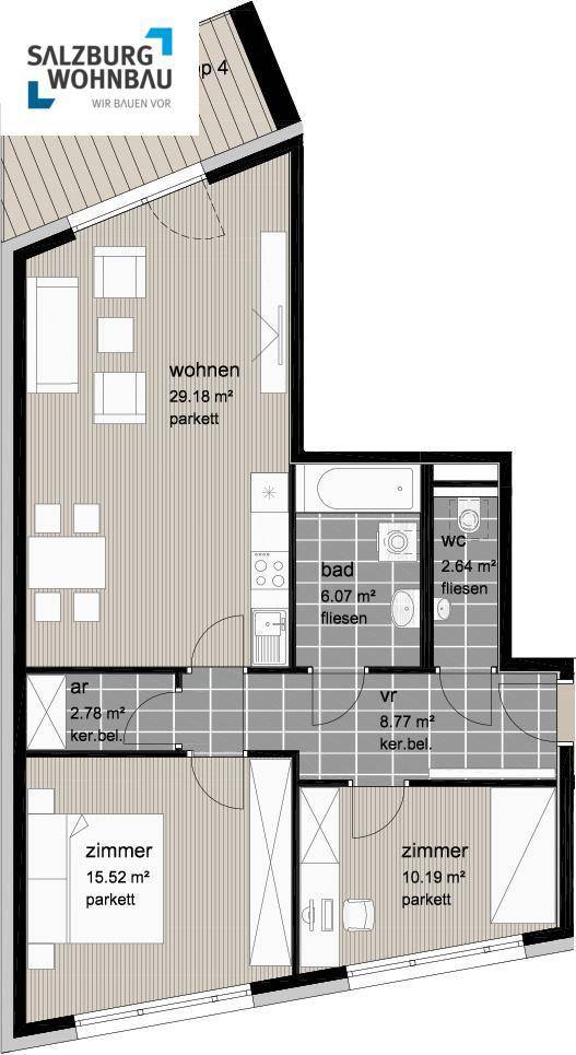 Wohnungsplan Top 4 14.OG