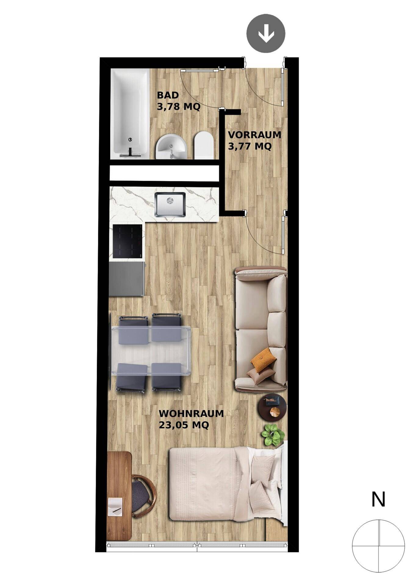 Grundriss mit Möblierungsvorschlag