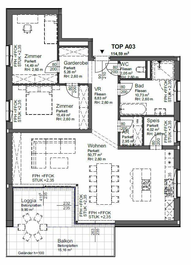 Grundrissskizze Top A03 EG