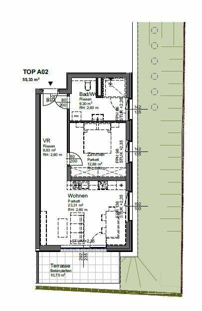 Grundrissskizze Top A02 UG