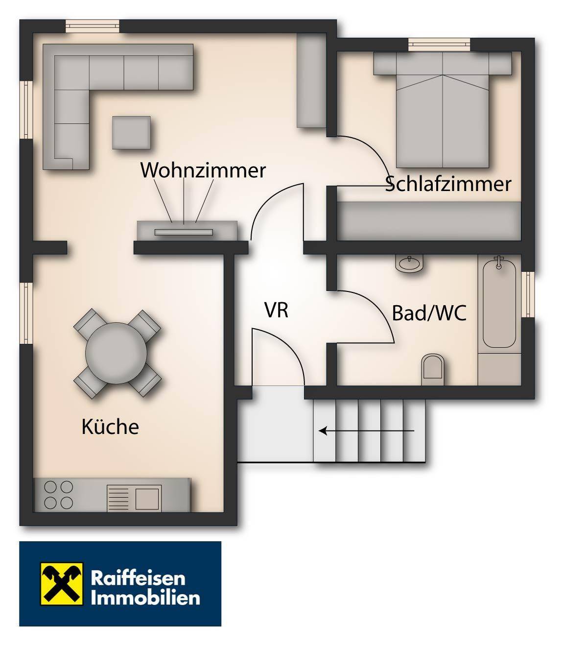 Grundrissskizze möbliert