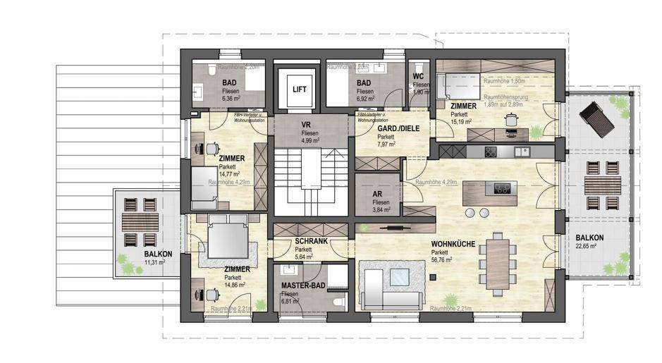 Grundrissskizze Penthouse Top 4+5