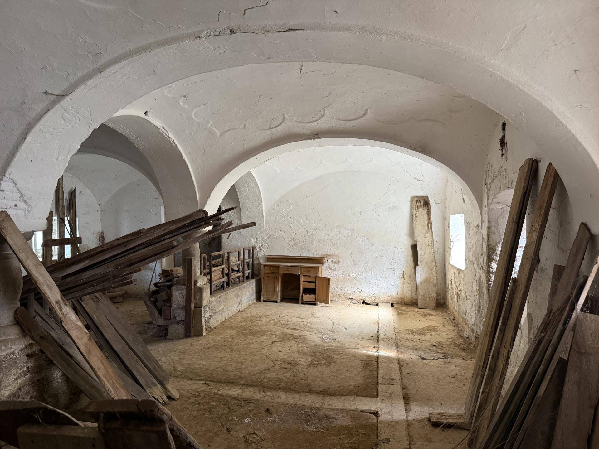 Historischer Kellerraum mit beeindruckenden Gewölbedecken und viel Potenzial für Umbauarbeiten.