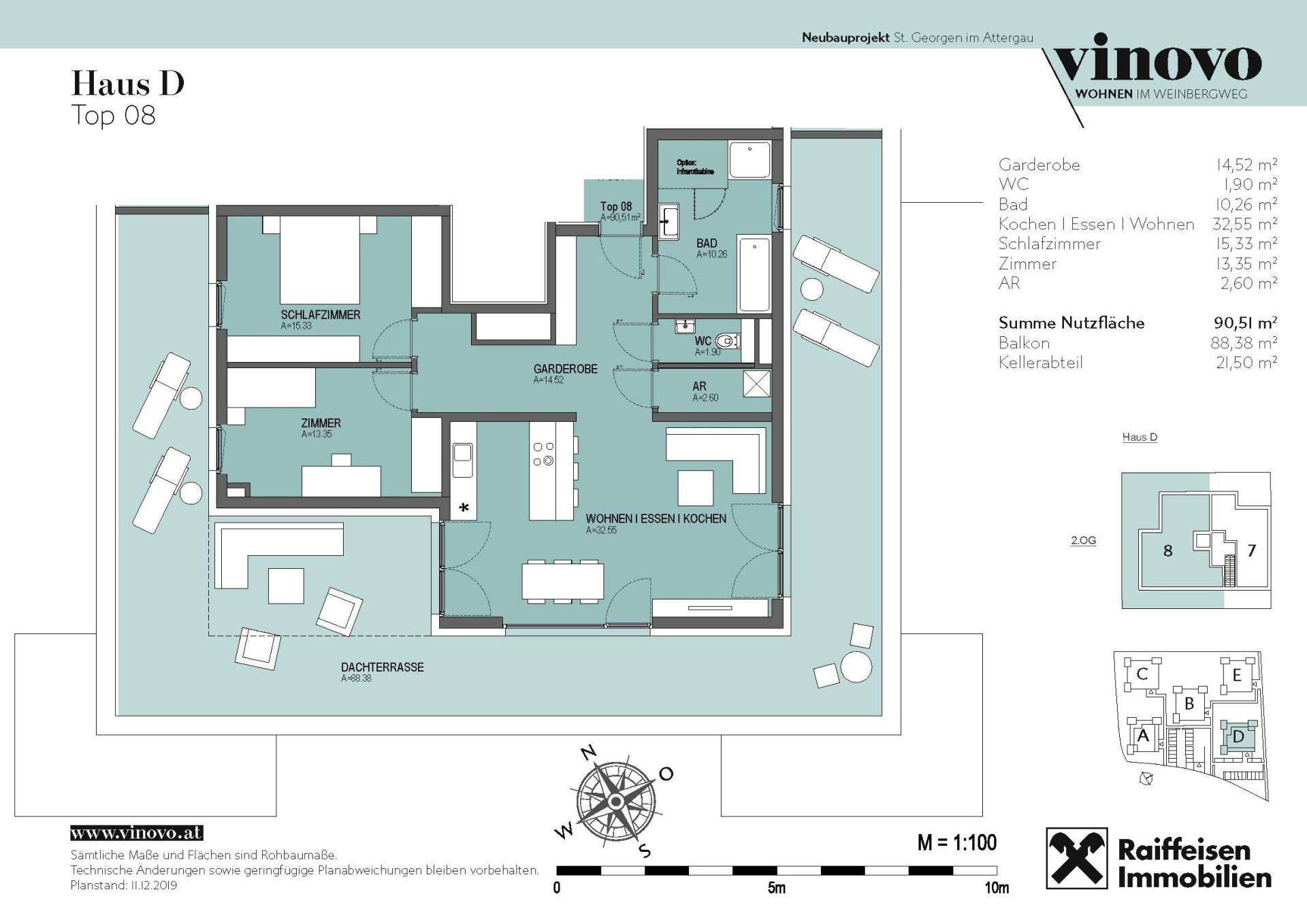 Grundrissplan Haus D Top 08