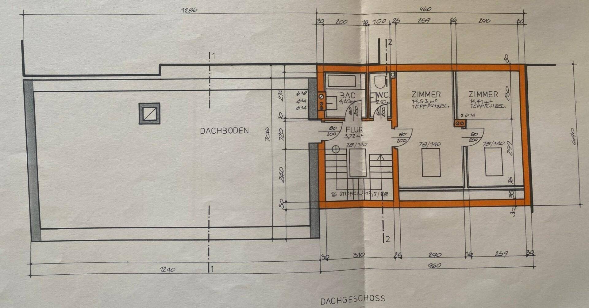 Grundriss Dachgeschoss linkes Wohnhaus