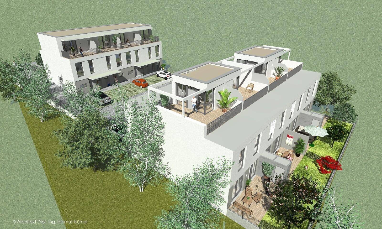 PROVISIONSFREIE BAUTRÄGERLIEGENSCHAFT - TRAUMGRUNDSTÜCK INKL. PROJEKTPLANUNG MIT BAUGENEHMIGUNG FÜR 8 REIHENHÄUSER MIT TERRASSEN UND EIGENGÄRTEN - SHAREDEAL MÖGLICH – pohled 2