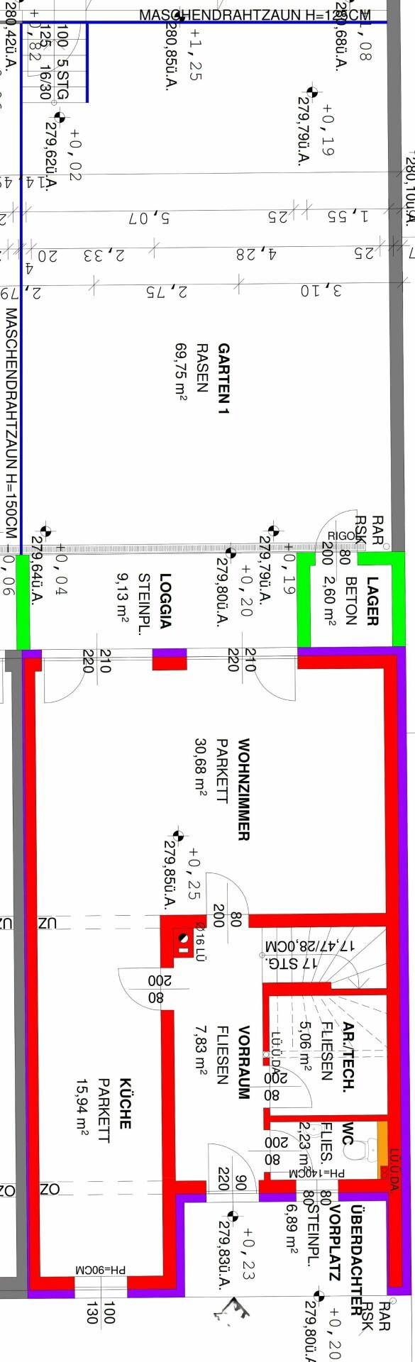 Erdgeschoss Plan Haus B