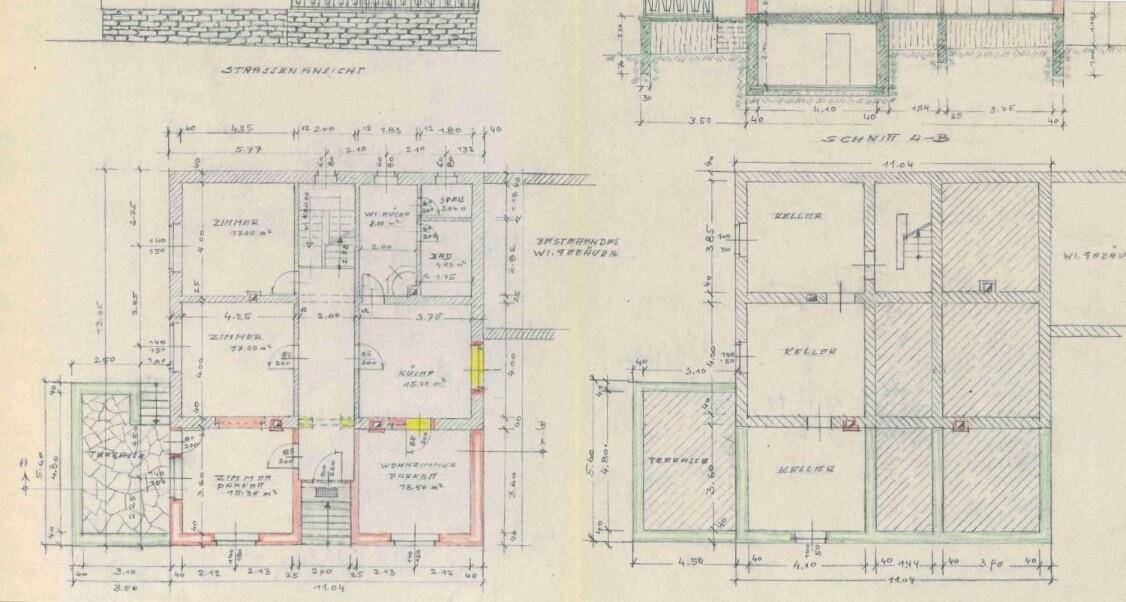 Plan Wohnhaus (mit Zubau 1971)