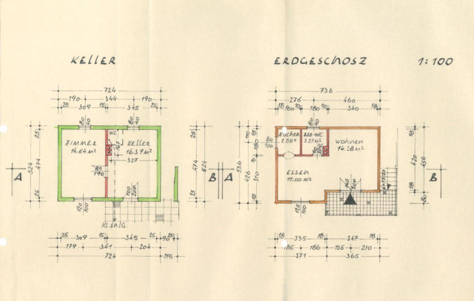 Plan: Erdgeschoß und Keller