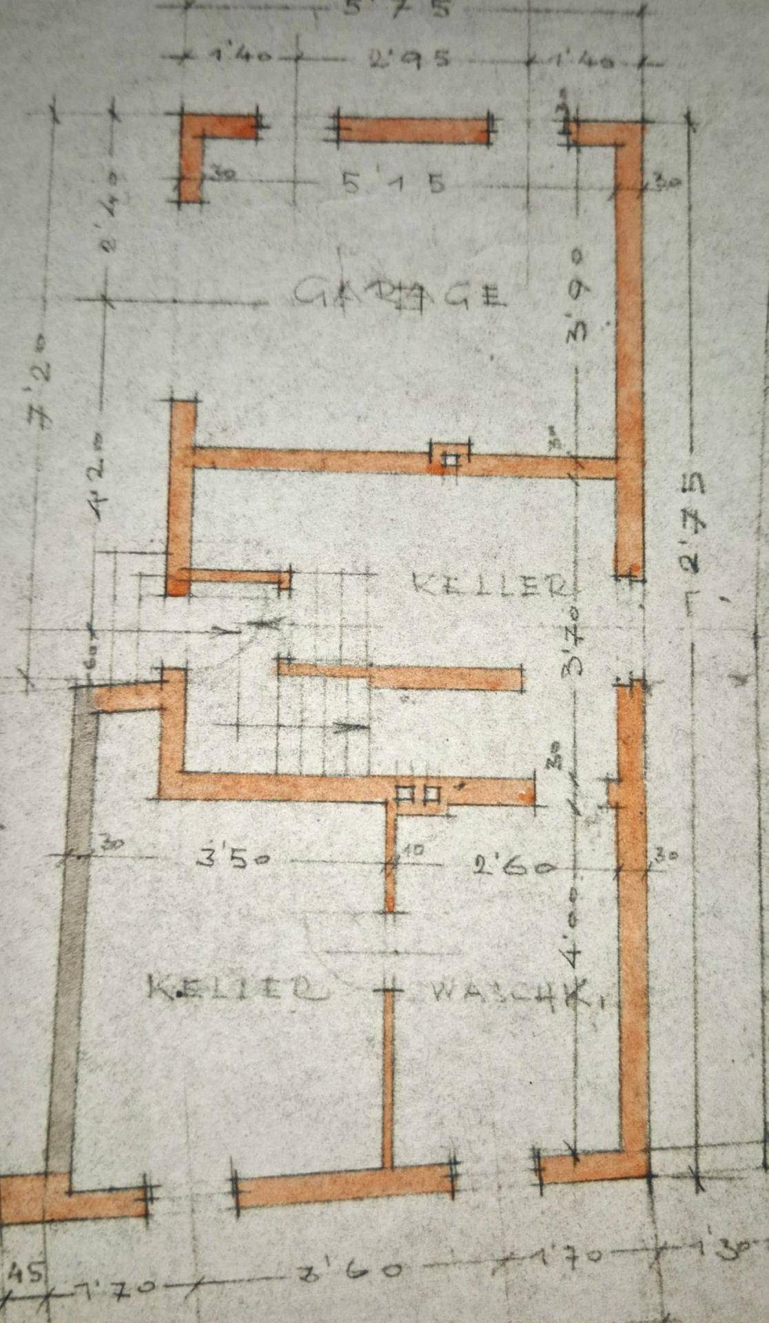 Plan Zubau Keller inkl. Garage