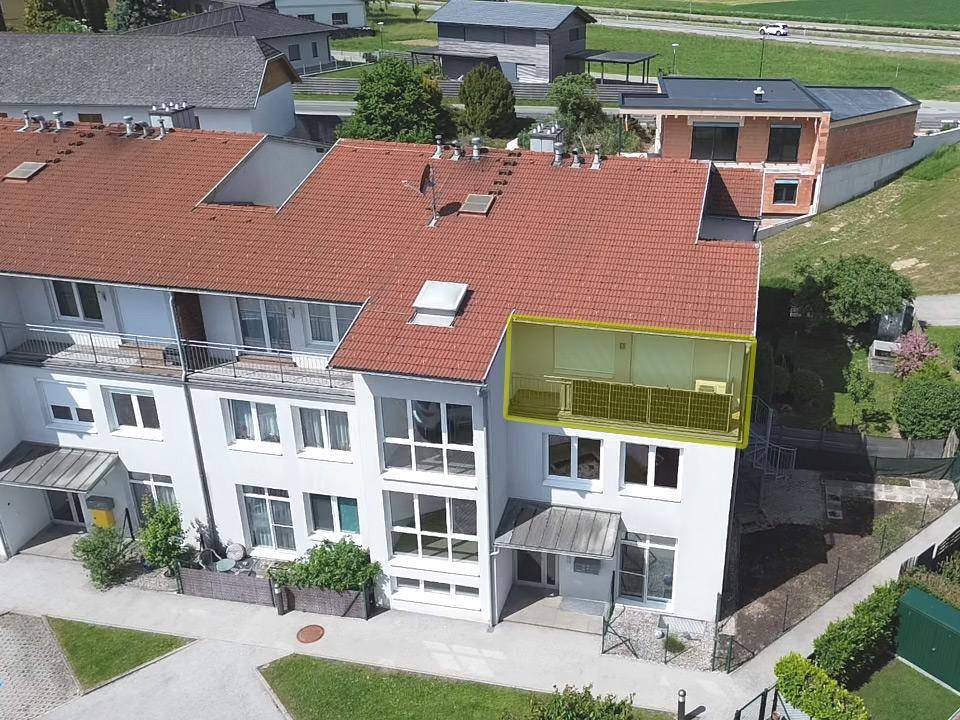 Ansicht vom Süden aus mit markierter Wohneinheit