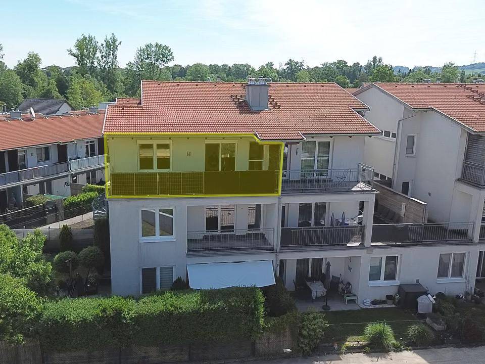 Ansicht vom Norden aus mit markierter Wohneinheit