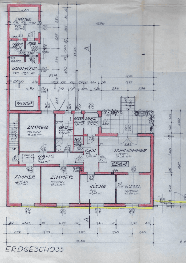 Grundriss EG (ohne dem Zimmer im Zubau)
