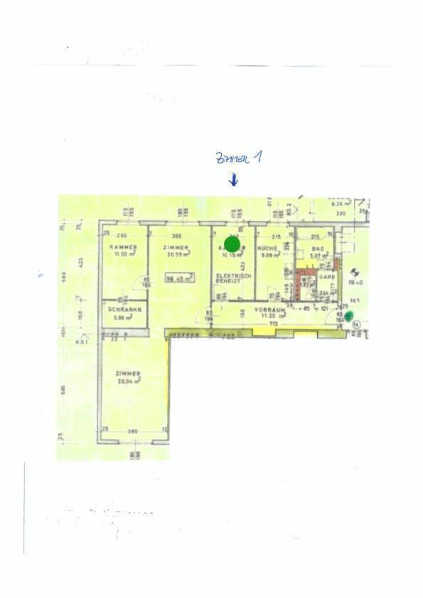 Grundriss Zimmer 1