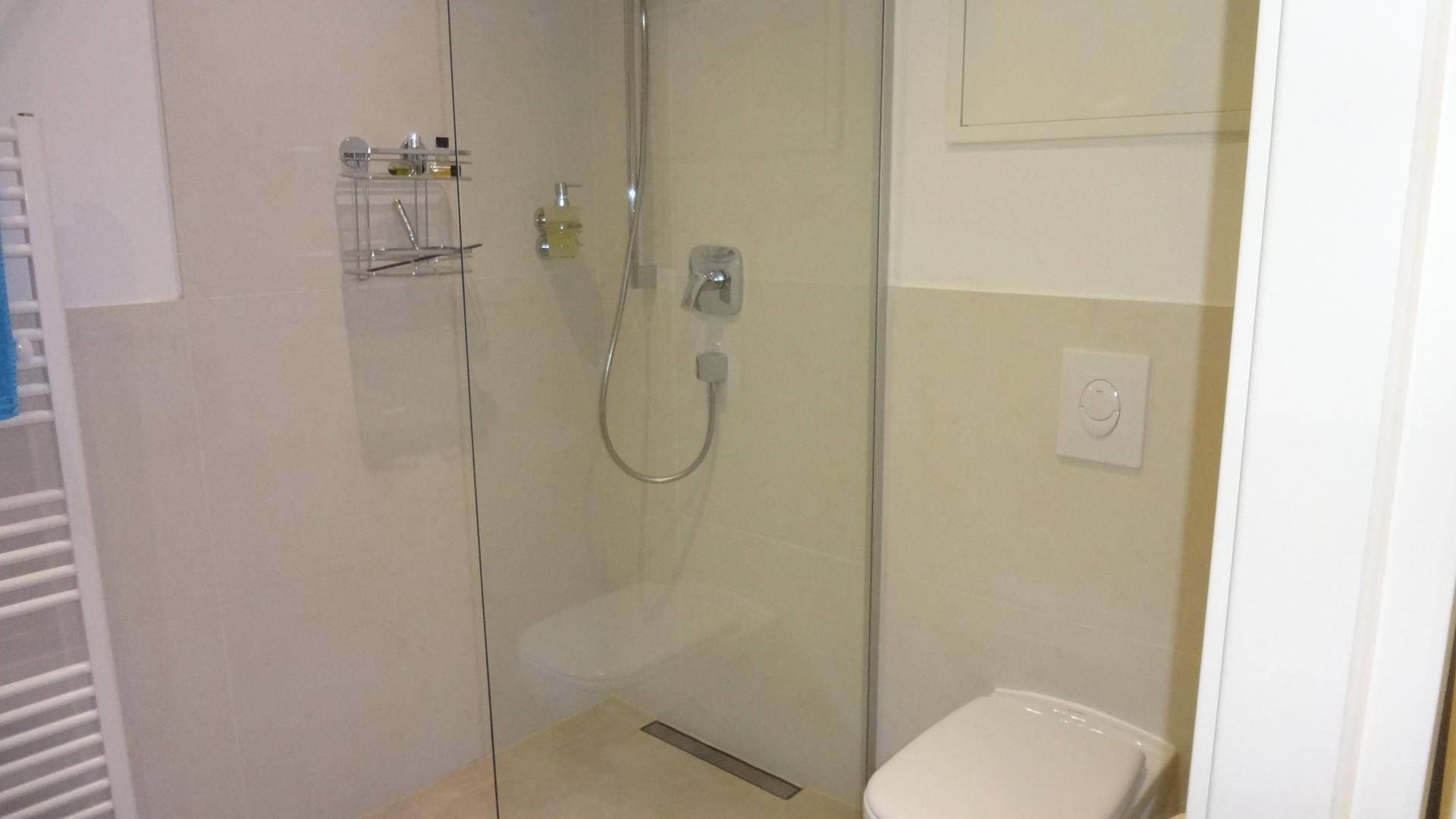 Badezimmer mit Dusche und WC