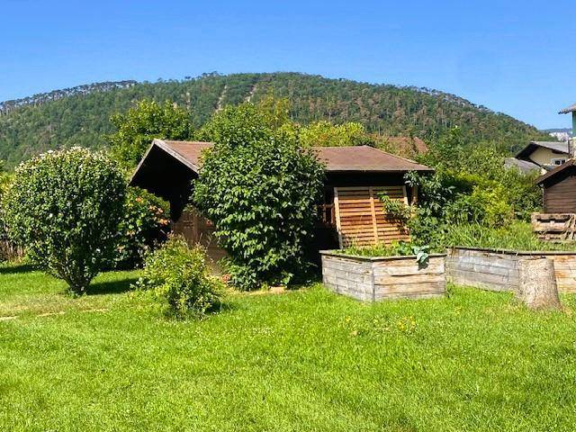 Gartenhütte und Hochbeete