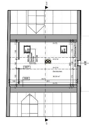 Grundriss des Dachgeschosses mit Dachbodenfläche und Dachschrägen, zeigt Ausbaupotenzial für zusätzlichen Raum.