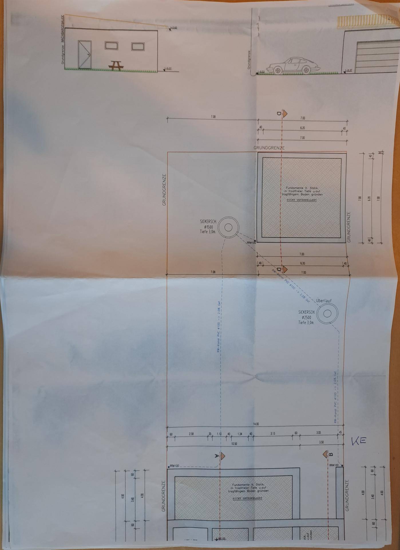 Grundriss des Kellergeschosses mit Abstellraum und Garage, detaillierte Flächenaufteilung.
