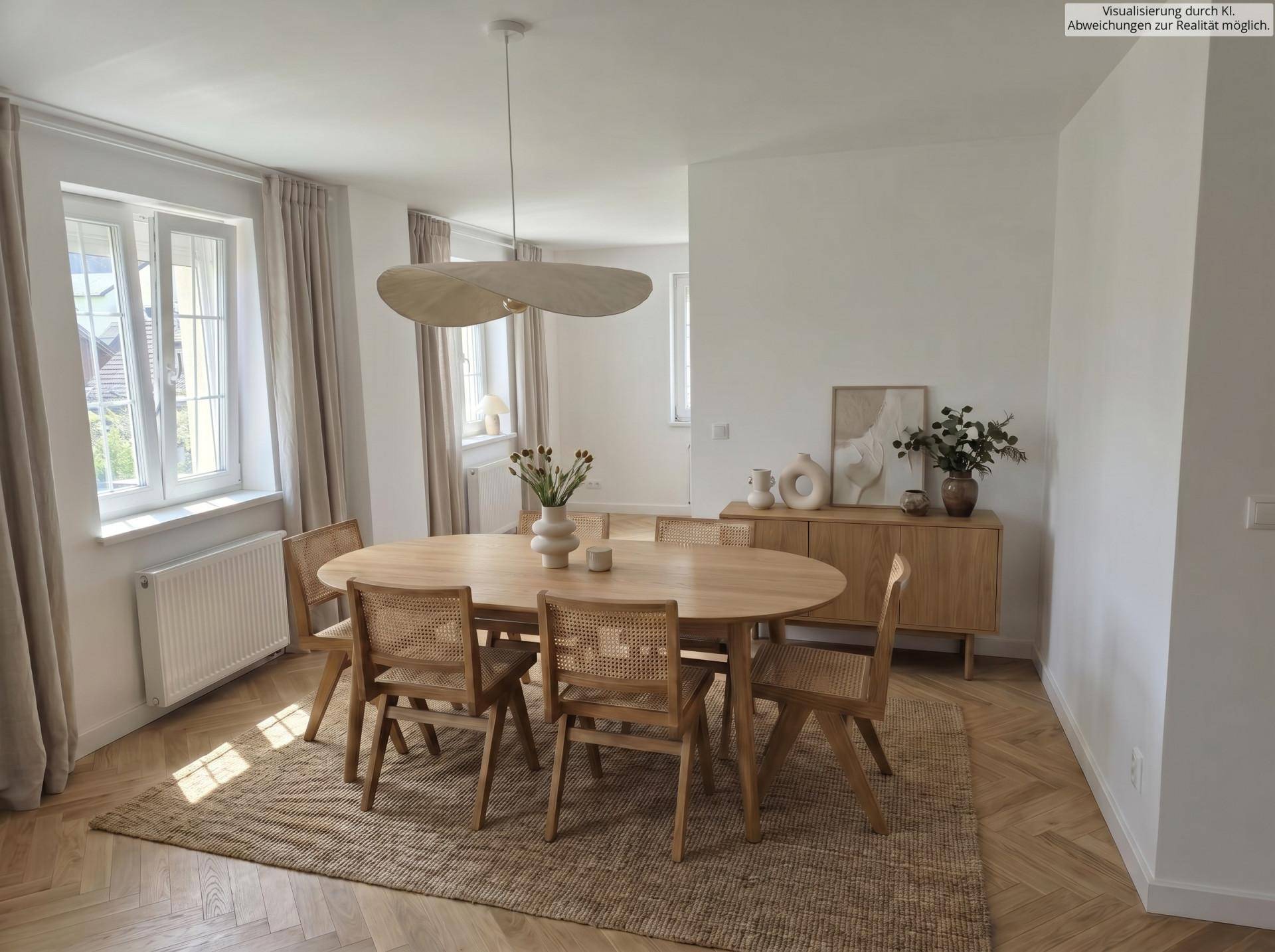 Wohnküche Essbereich visualisiert mit KI