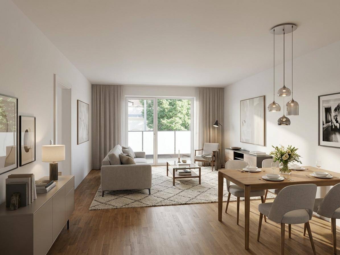 Wohnzimmer / Esszimmer ( möbliert mit KI Unterstützung)