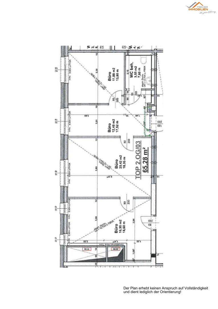 Grundriss des zweiten Obergeschosses mit mehreren Büroräumen und Sanitäranlagen.