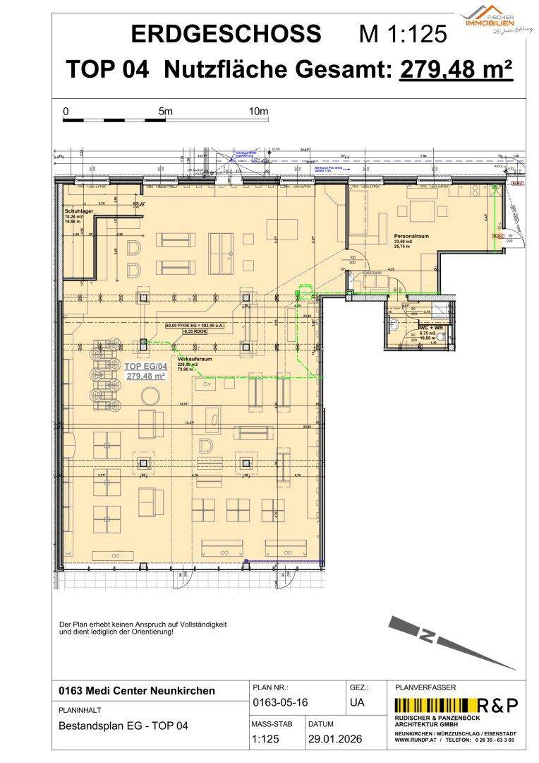 Detaillierter Grundriss des Erdgeschosses mit einer Nutzfläche von 279,48 m² und verschiedenen Bereichen.