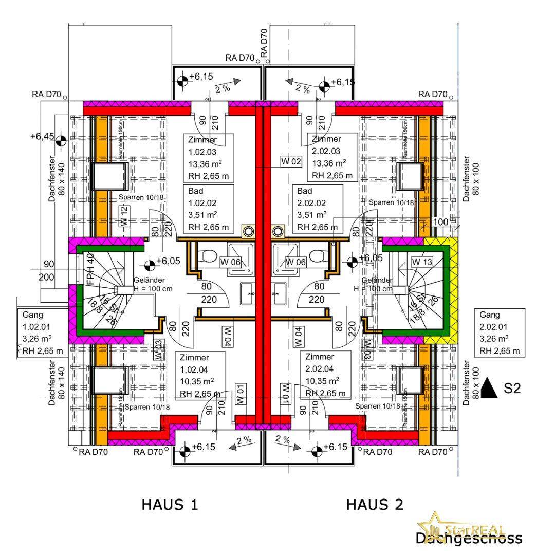 Grundriss Dachgeschoss HAUS 1 + 2