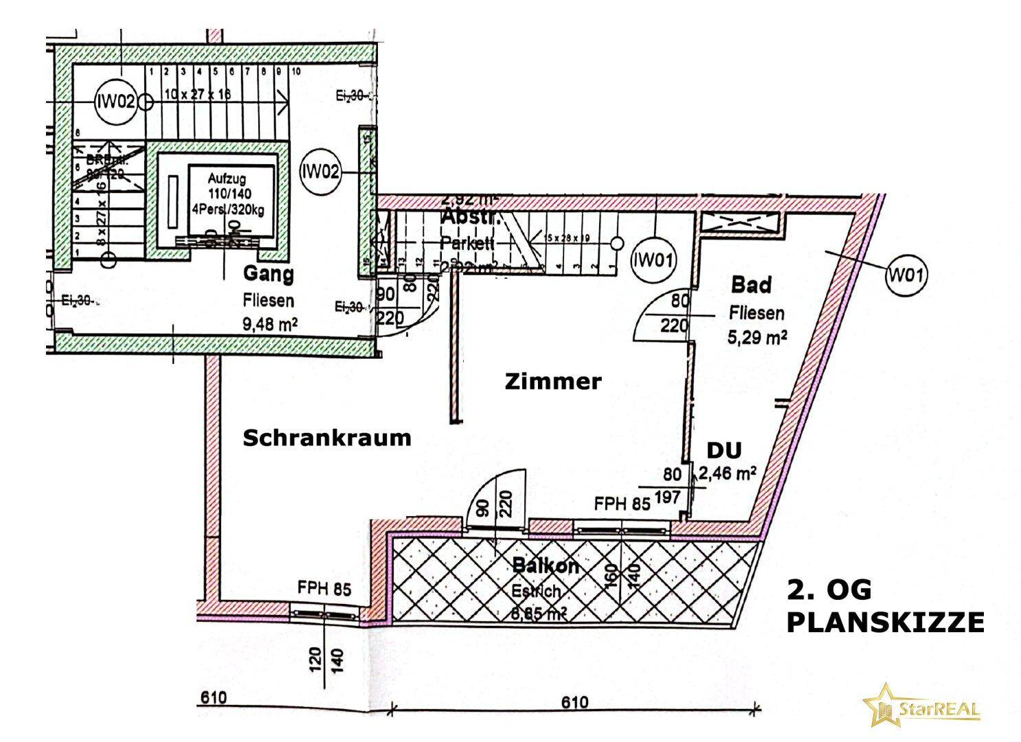 untere Wohnebene - Planskizze