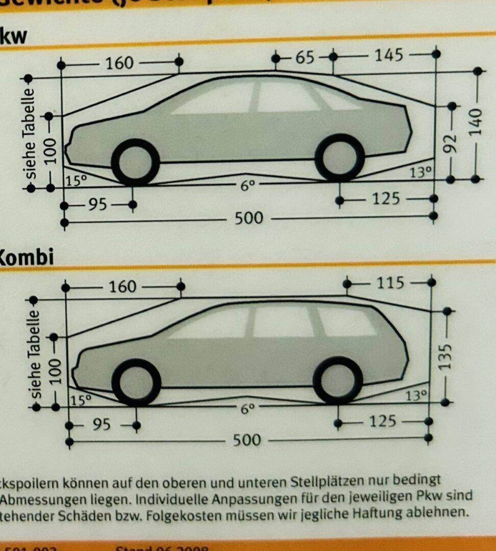 Doppelparkersystem/Maße