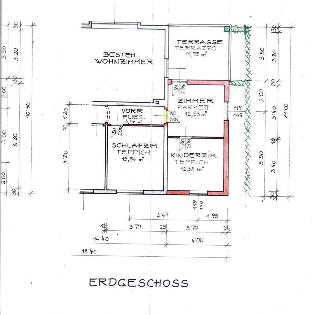 Erweiterung im Erdgeschoss 1979