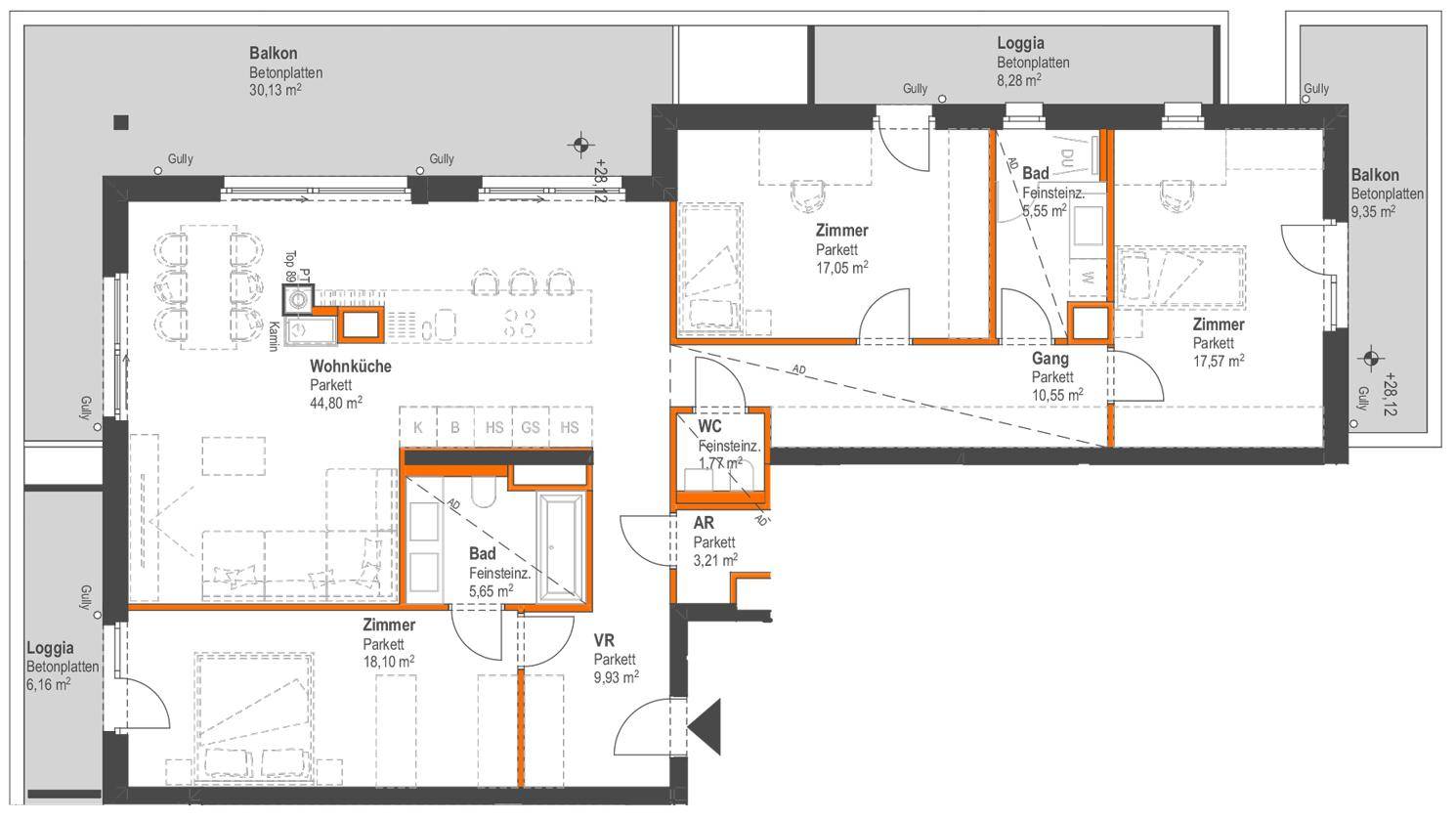 Wohnungsplan-Ausschnitt