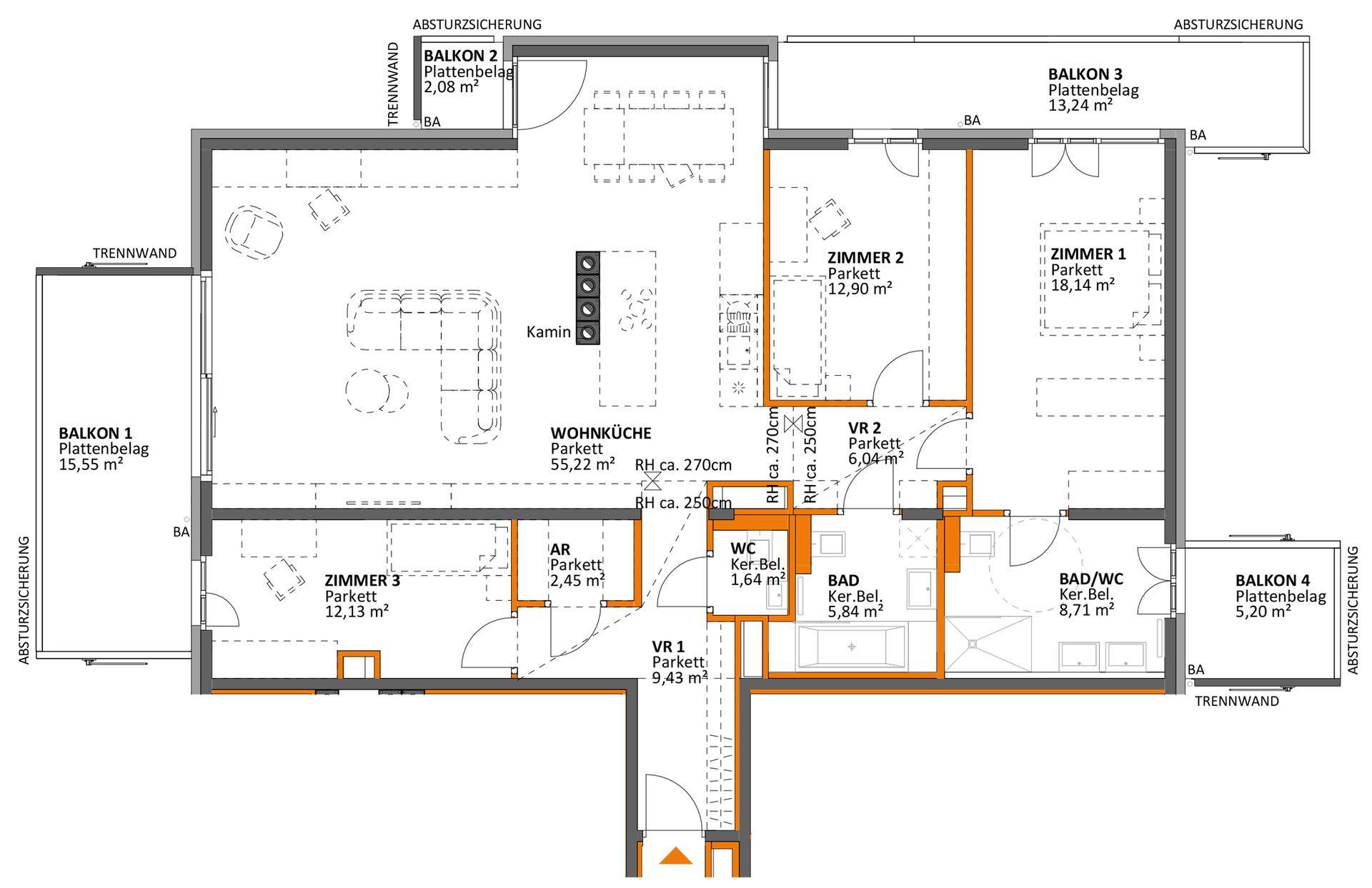 Wohnungsplan-Ausschnitt