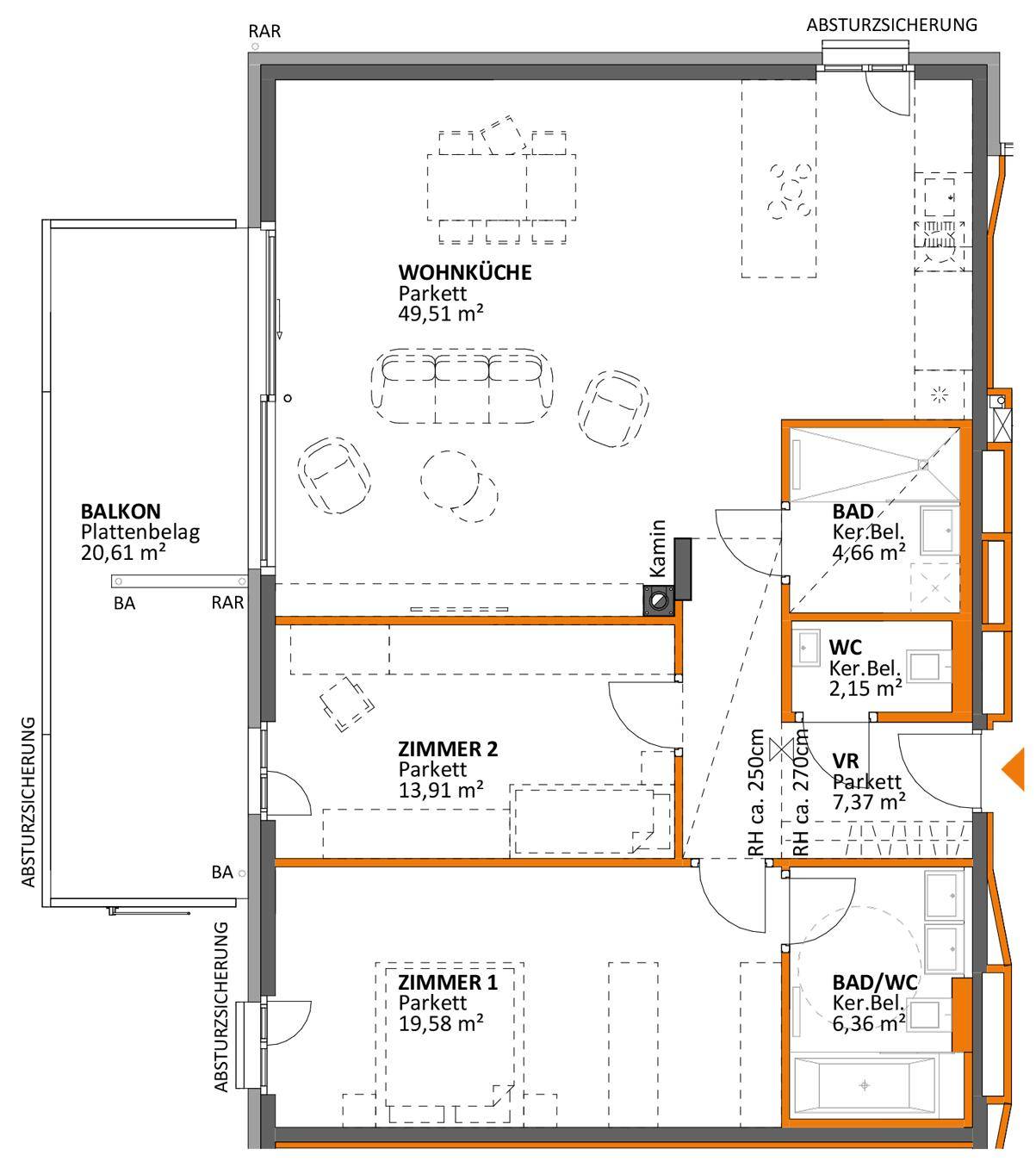 Wohnungsplan-Ausschnitt