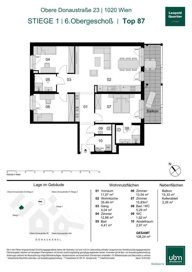 Detaillierter Grundriss einer Wohnung mit Balkon und klar definierten Wohnbereichen.
