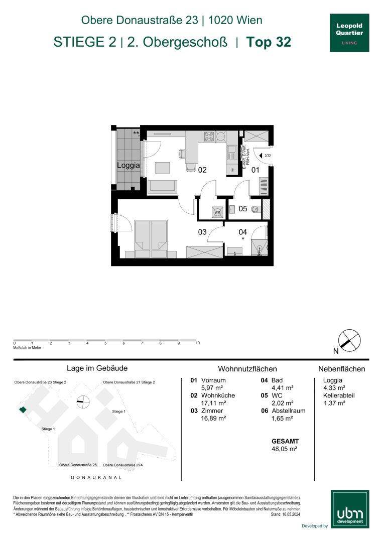 Detaillierter Grundriss einer Wohnung mit Loggia und Raumaufteilung.