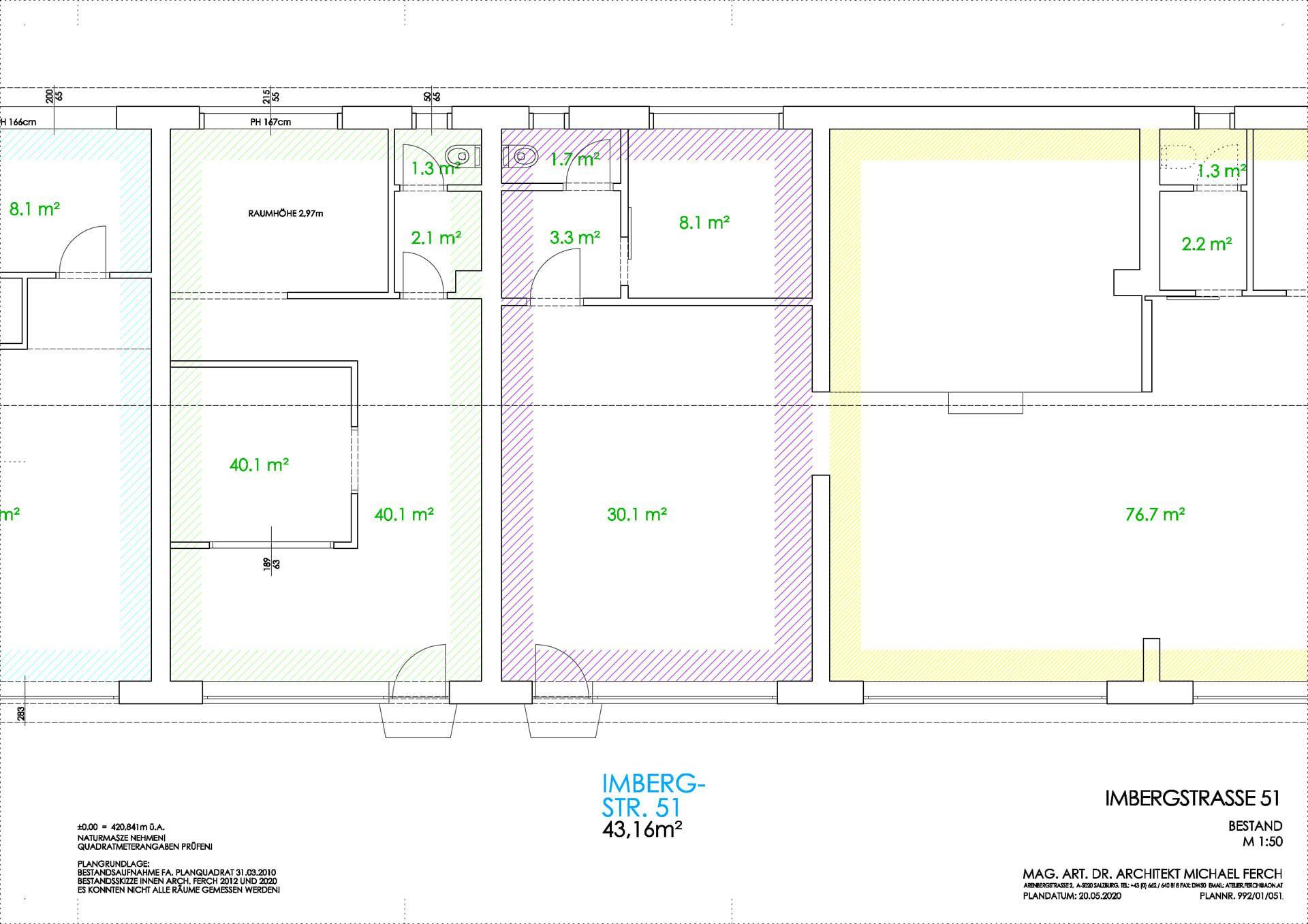Grundriss für Imbergstraße 51 mit mehreren Räumen und Flächenangaben in Quadratmetern, zeigt eine effiziente Aufteilung.