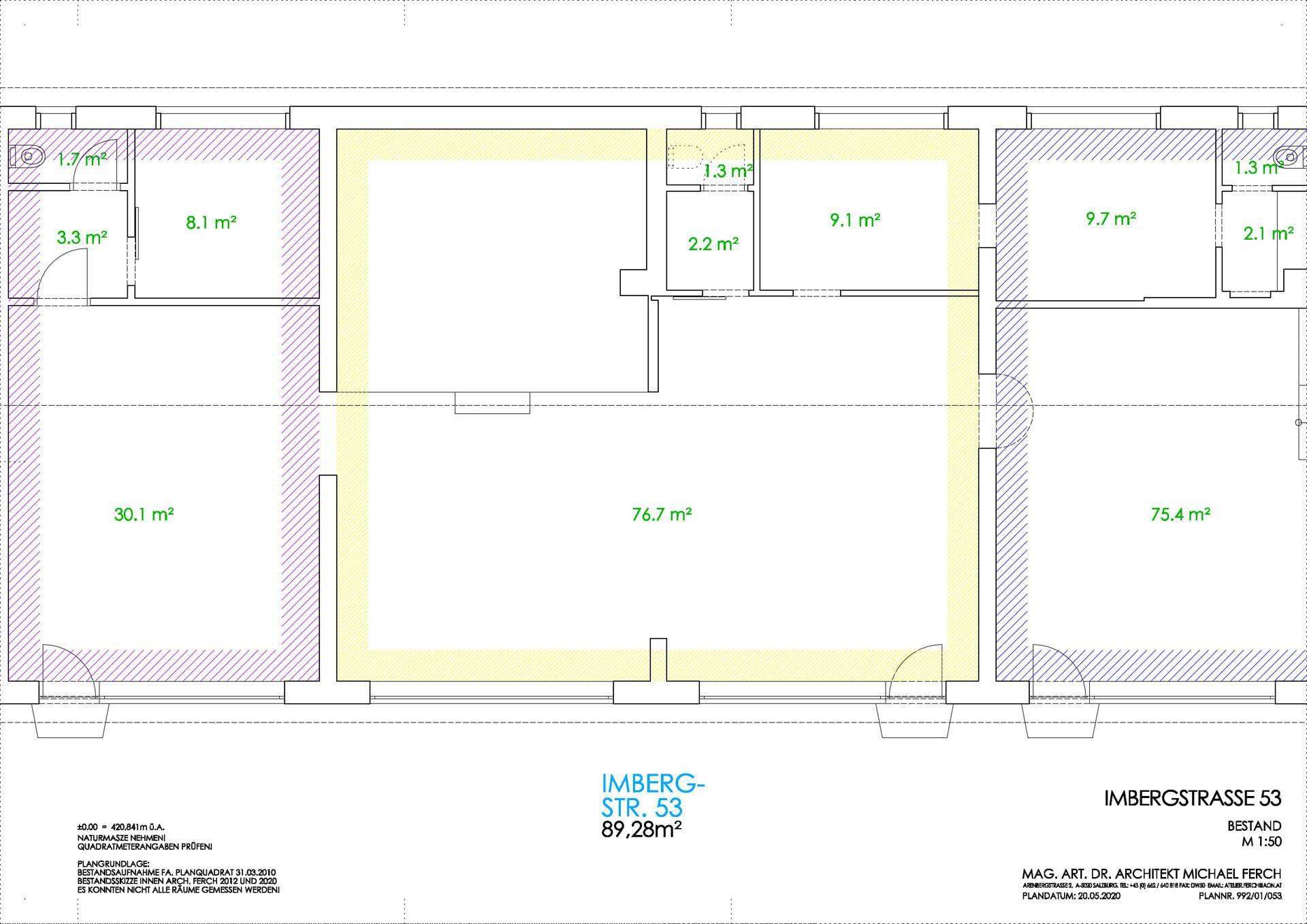 Grundriss für Imbergstraße 53 mit verschiedenen Raumgrößen und einem großen Hauptbereich, bietet flexible Nutzungsmöglichkeiten.