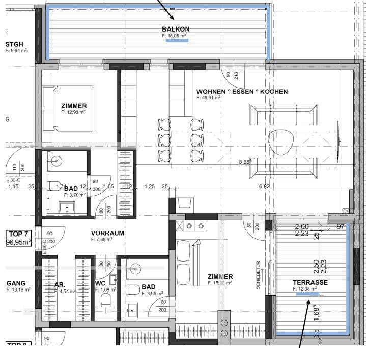 Grundriss Wohnung Top 7