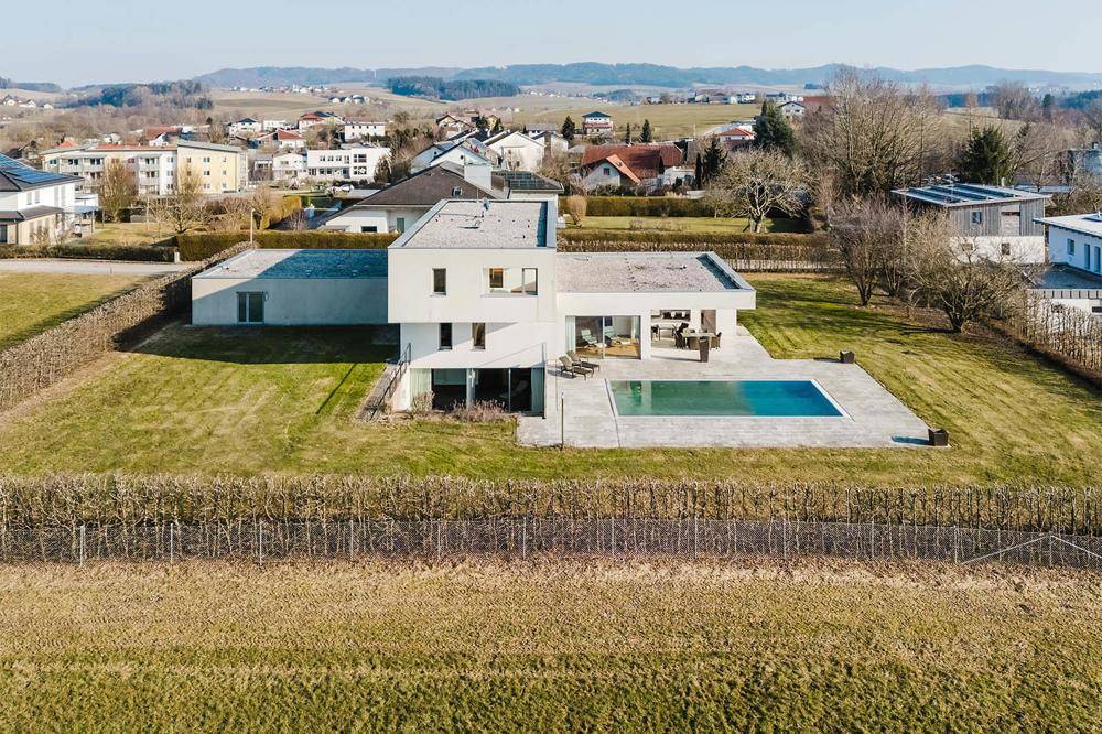 Westansicht des Architektenhauses - Vogelperspektive