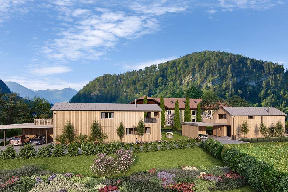 Zwei moderne Baumhäuser aus Holz ...